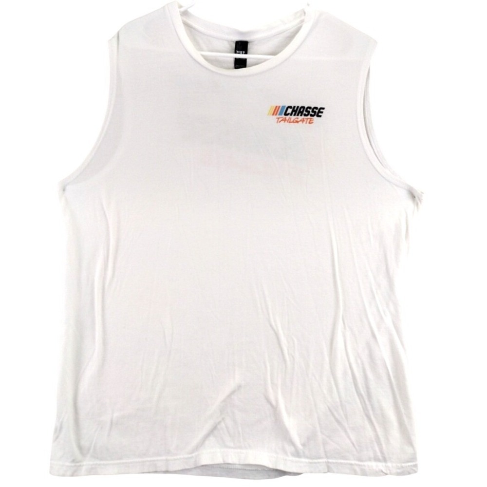 CHASSE‎ Tailgate Mens White Sleeveless Tank Top Graphic Tee XL